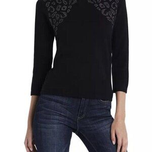 Vince Camuto Womens Size XS Studded Pullover Black Sweater New With Tags